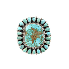 Load image into Gallery viewer, Navajo Silver Turquoise Cluster Ring