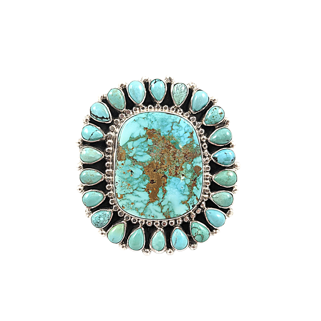 Navajo Silver Turquoise Cluster Ring