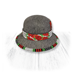 Beaded Hat Red Rose