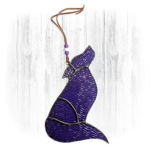 Purple Stained Glass Wolf Suncatcher