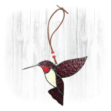 Load image into Gallery viewer, Dark Red Stained Glass Hummingbird Suncatcher